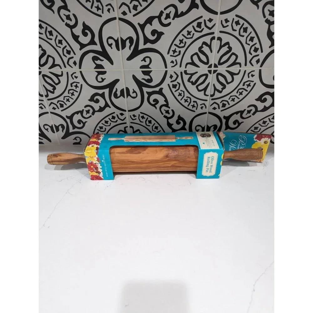 New in Box The Pioneer Woman Olive Wood Rolling Pin Beautiful Farmhouse